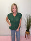 Gold Button Knit Sweater Vest in Dark Green 130 Sweaters- Ella Chic BoutiqueZenana