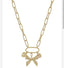 Gold chain, bow, pearl, and coin charm Necklace