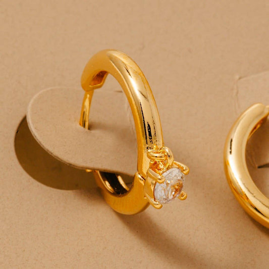 Gold Dipped Cz Charm Hinge Hoop Earrings 210 jewelry - Ella Chic BoutiqueAnarchy Street