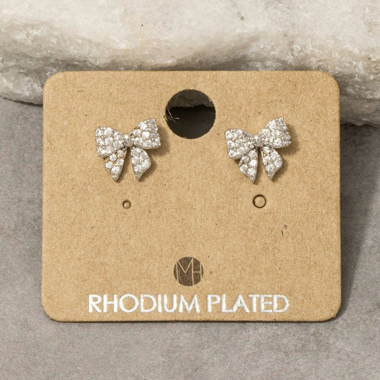 Gold Dipped Cz Pave Bow Ribbon Stud Earrings 210 jewelry - Ella Chic BoutiqueAnarchy Street