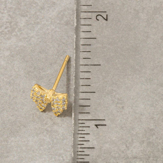 Gold Dipped Cz Pave Bow Ribbon Stud Earrings 210 jewelry - Ella Chic BoutiqueAnarchy Street