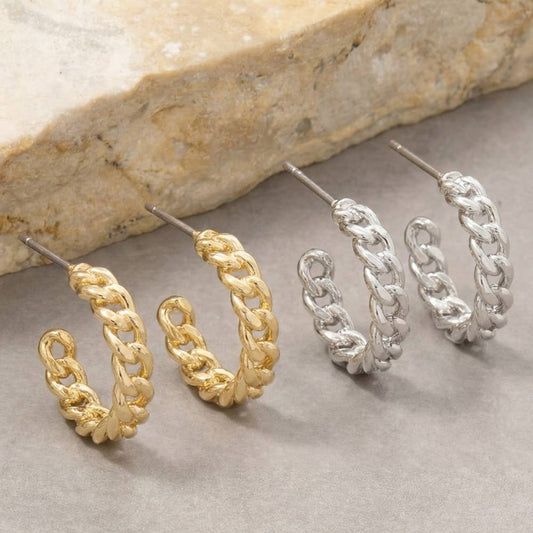 Gold Dipped Dainty Chain Hoop Earrings