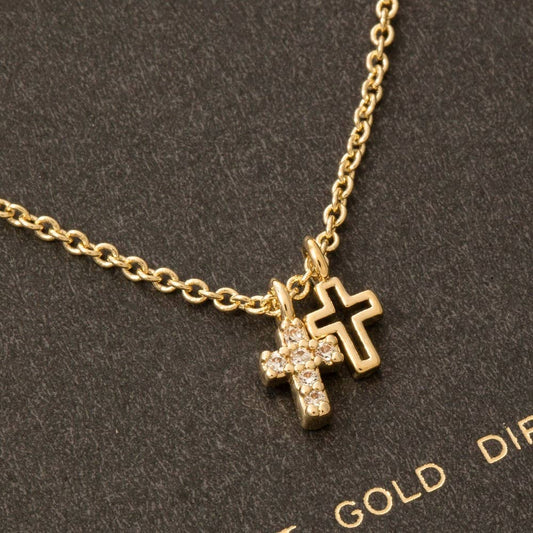 Gold Dipped Dainty Cross Pendant Necklace