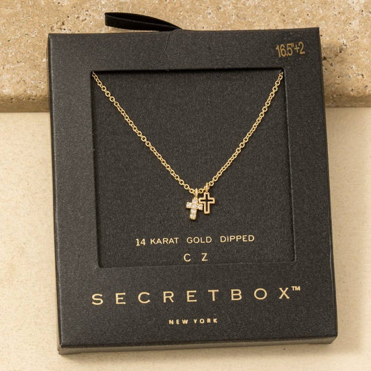 Gold Dipped Dainty Cross Pendant Necklace