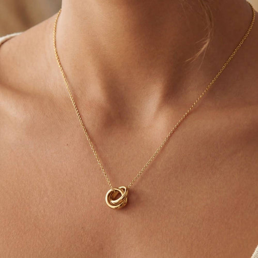 Gold Dipped Knotted Hoops Pendant Necklace