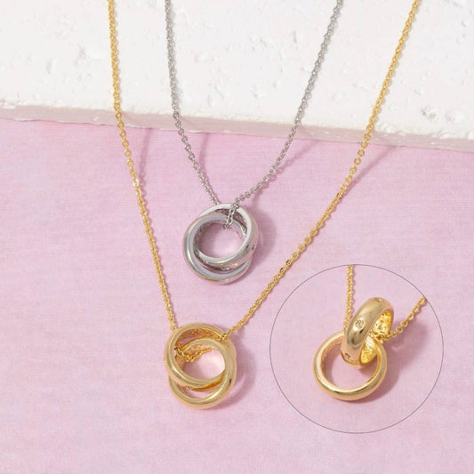 Gold Dipped Knotted Hoops Pendant Necklace