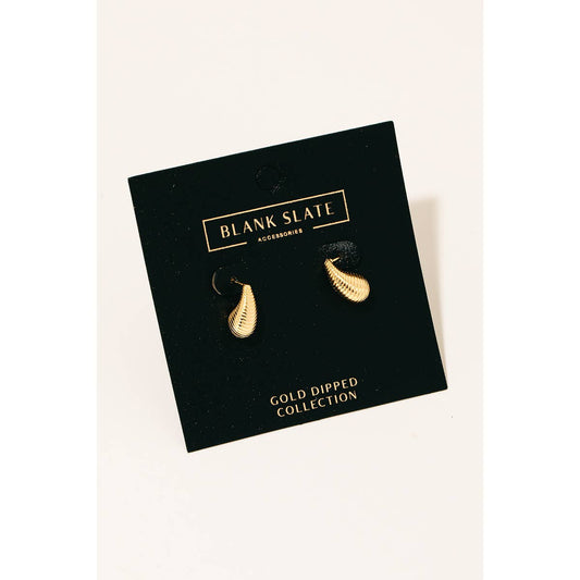 Gold Dipped Mini Ribbed Teardrop Earrings