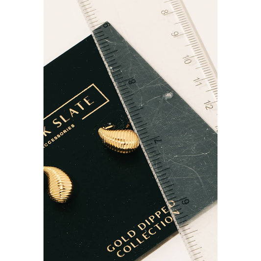 Gold Dipped Mini Ribbed Teardrop Earrings