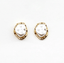 Gold Hammered And Freshwater Pearl Stud Earring