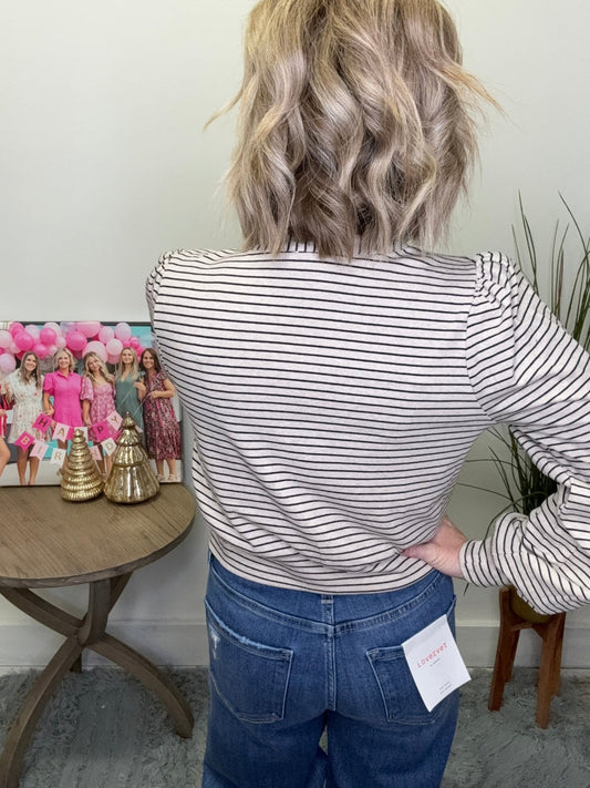 Grateful Striped Button Down Top 110 Tops - Ella Chic Boutique