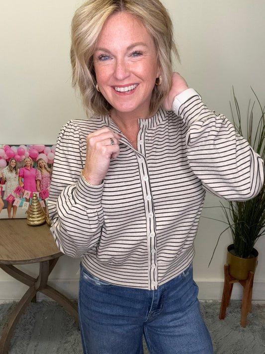 Grateful Striped Button Down Top