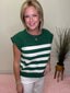 Green and White Striped Sleeveless Knit Top 110 Tops- Ella Chic BoutiqueBibi