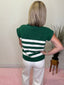 Green and White Striped Sleeveless Knit Top 110 Tops- Ella Chic BoutiqueBibi