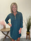 Gulf Blue Raven Zip Front Dress 150 Dresses & Jumpsuits - Ella Chic Boutique
