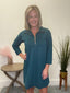 Gulf Blue Raven Zip Front Dress 150 Dresses & Jumpsuits - Ella Chic Boutique
