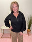 Half Zip Balloon Sleeves Ribbed Sweater in Black