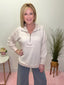 Half Zip Collared Long Sleeve Top in Cream 110 Tops - Ella Chic Boutique