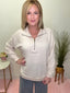 Half Zip Collared Long Sleeve Top in Cream 110 Tops - Ella Chic Boutique