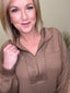 Half Zip Collared Long Sleeve Top in Mocha 110 Tops - Ella Chic Boutique