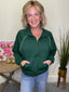 Half Zip Piping Detail Top in Green 110 Tops - Ella Chic Boutique