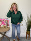 Half Zip Piping Detail Top in Green 110 Tops - Ella Chic Boutique