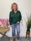 Half Zip Piping Detail Top in Green 110 Tops - Ella Chic Boutique