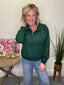 Half Zip Piping Detail Top in Green 110 Tops - Ella Chic Boutique