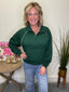 Half Zip Piping Detail Top in Green 110 Tops - Ella Chic Boutique
