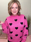 Hearts Abound Pink and Black Sweater