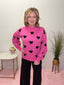 Hearts Abound Pink and Black Sweater 130 Sweaters - Ella Chic Boutique