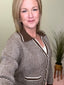 Herringbone Knit Cardigan in Brown 130 Sweaters - Ella Chic Boutique