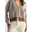 Herringbone Knit Cardigan in Brown 130 Sweaters - Ella Chic Boutique