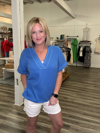 High Rise Distressed Denim Shorts in Soy Latte 180 Shorts & Skirts- Ella Chic BoutiqueLa Miel