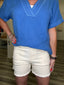 High Rise Distressed Denim Shorts in Soy Latte 180 Shorts & Skirts- Ella Chic BoutiqueLa Miel
