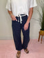 High Rise Eyelet Detail Barrel Pants in Navy 170 Pants- Ella Chic BoutiqueLe Lis