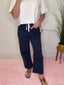 High Rise Eyelet Detail Barrel Pants in Navy 170 Pants- Ella Chic BoutiqueLe Lis