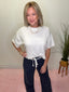 High Rise Eyelet Detail Barrel Pants in Navy 170 Pants- Ella Chic BoutiqueLe Lis