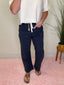 High Rise Eyelet Detail Barrel Pants in Navy 170 Pants- Ella Chic BoutiqueLe Lis