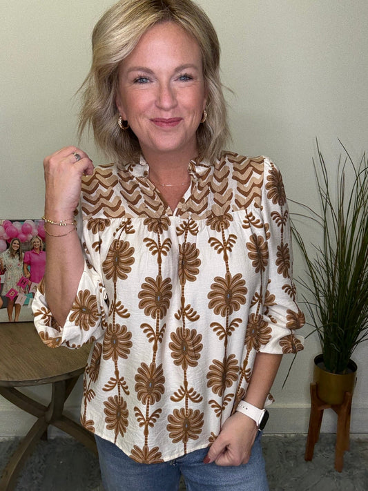 Hint of Blue Open Collar Top