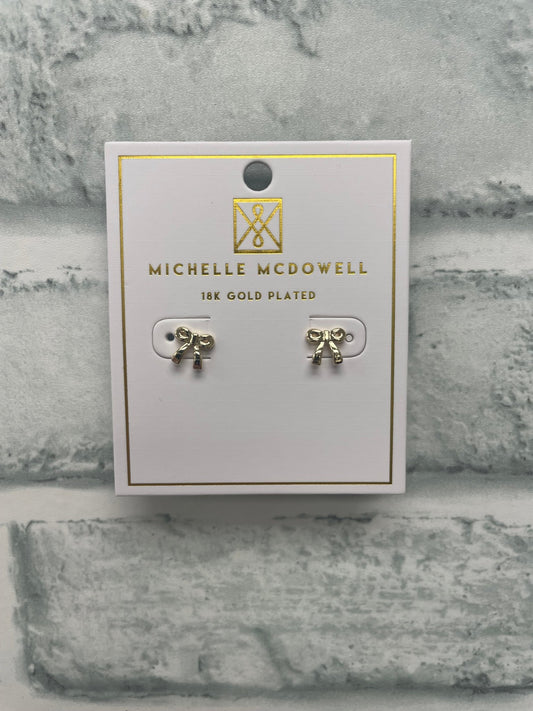 Holiday Bow Gold Earrings