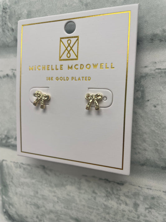 Holiday Bow Gold Earrings