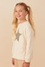 Houndstooth Star Embroidered Patch Knit Top - Girls 240 Kids Clothing - Ella Chic Boutique