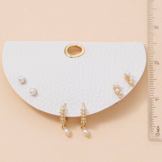 Intricate Pearl Stud And Hoop Earrings Set 210 jewelry - Ella Chic BoutiqueAnarchy Street