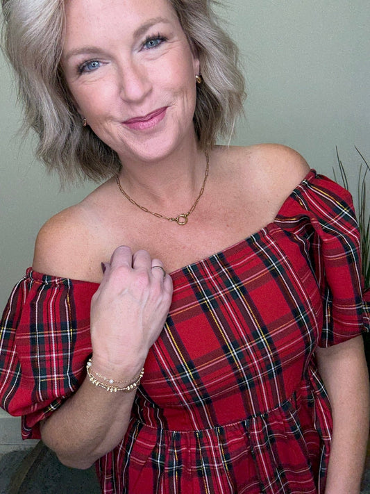 Isabel Red Holiday Plaid Top
