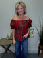 Isabel Red Holiday Plaid Top 110 Tops - Ella Chic Boutique