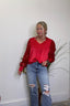 Jordan Red Sequin V - Neck Date Top - FINAL SALE 110 Tops - Ella Chic Boutique