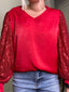 Jordan Red Sequin V - Neck Date Top - FINAL SALE 110 Tops - Ella Chic Boutique