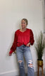 Jordan Red Sequin V - Neck Date Top - FINAL SALE 110 Tops - Ella Chic Boutique