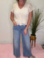 Judy Blue Midrise Claudia Ankle Wide Jeans blue short Ella Chic Boutique style denim comfortable comfy stretch