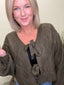 Knotted Long Sleeve Cardigan in Thyme Leaf 130 Sweaters - Ella Chic Boutique
